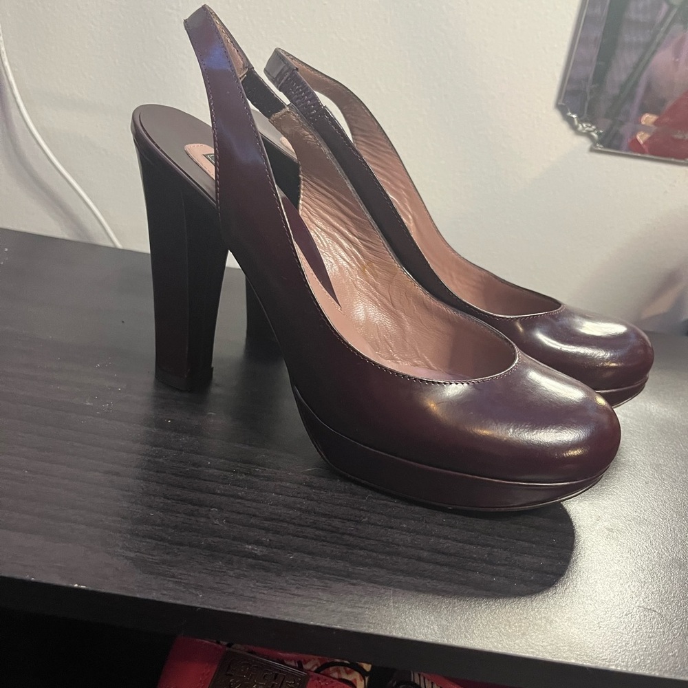 Studio Pollini Burgundy Slingback Platform Pumps